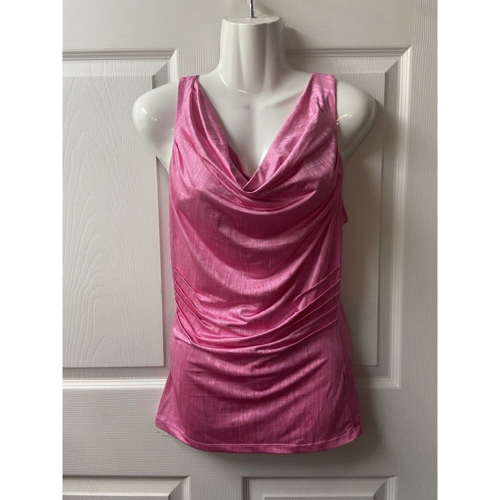 Do & Be Top Women Small Pink Racer Back Draped Tank Runched Classic Sexy Capsule